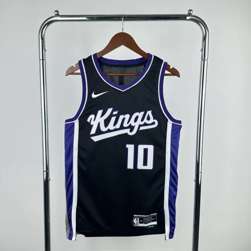 Camisa masculina Sacramento Kings Away preta DeMar DeRozan #10 da temporada 2024-25.