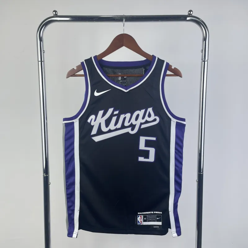 2024-25 Sacramento Kings Away Black De’Aaron Fox #5 Men’s Jersey
