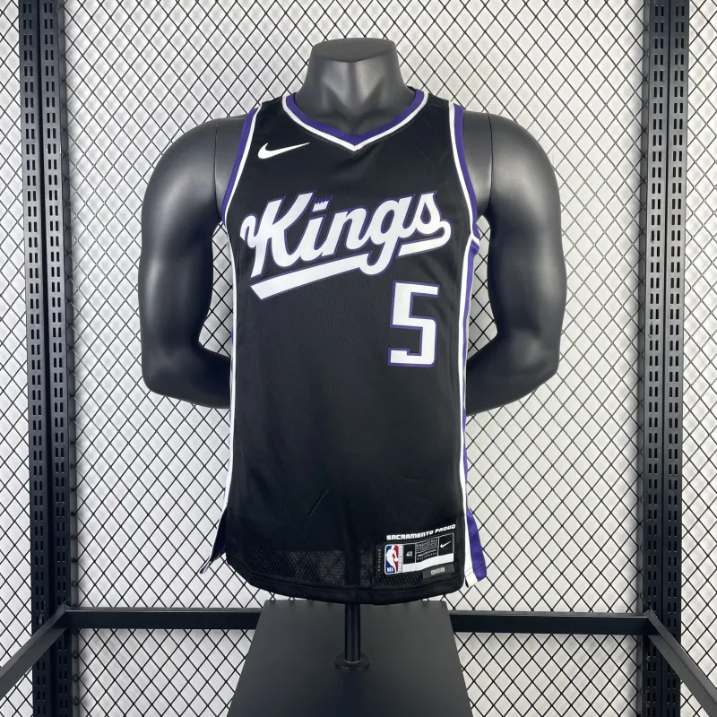 2024-25 Sacramento Kings Away Black De’Aaron Fox #5 Men’s Jersey