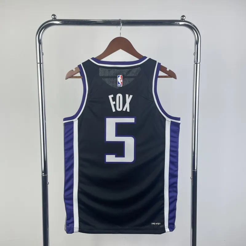 2024-25 Sacramento Kings Away Black De’Aaron Fox #5 Men’s Jersey
