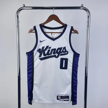 Maglia da uomo bianca dei Sacramento Kings, modello #0, stagione 2024-25, per le partite in casa, firmata Malik Monk.