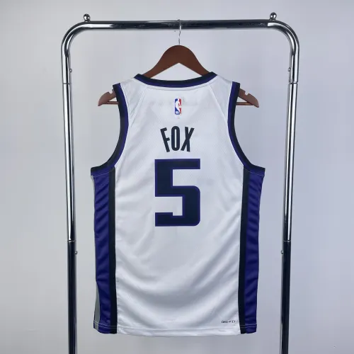 Maglia da casa bianca dei Sacramento Kings 2024-25 di De'Aaron Fox #5 da uomo