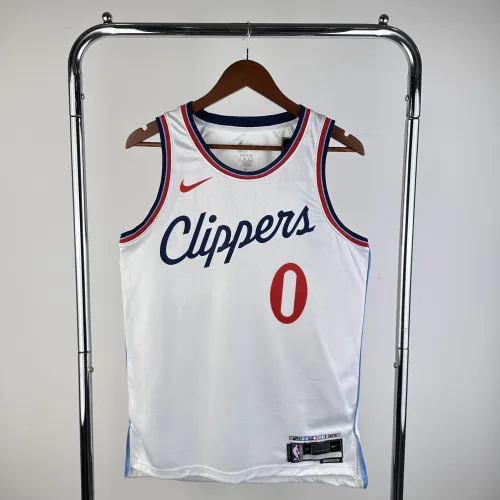 Camisa branca de jogo em casa dos LA Clippers 2025/26, Russell Westbrook, #0, para homem