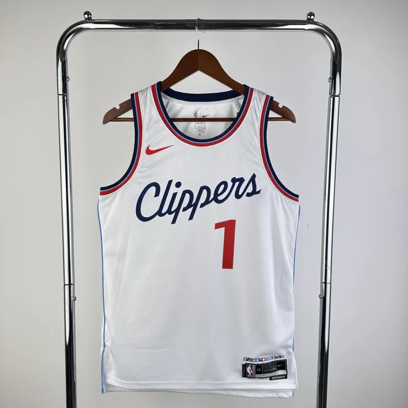 2025/26 LA Clippers Home White James Harden #1 Jersey para homem
