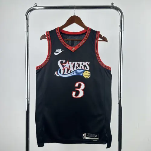 2026/27 Philadelphia 76ers Maglia nera retrò Allen Iverson #3 Uomo