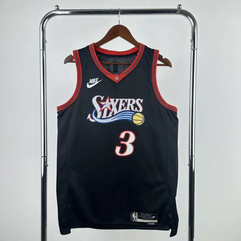 2026/27 Philadelphia 76ers Camiseta Retro Negra Allen Iverson #3 Hombre