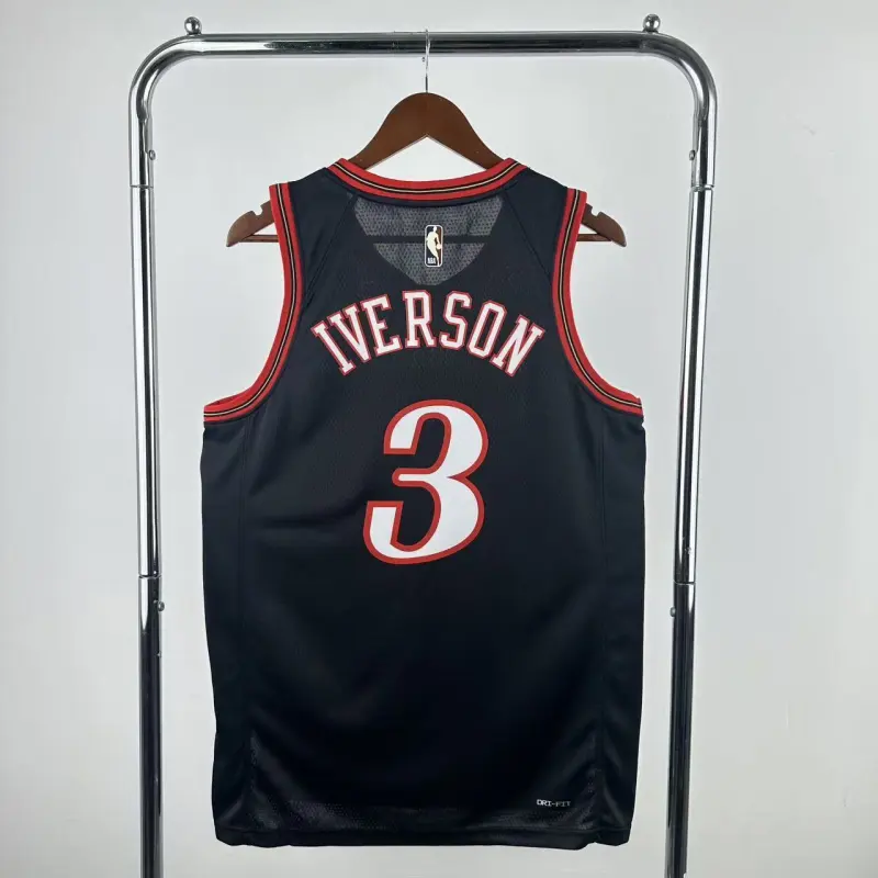 2026/27 Philadelphia 76ers Camiseta Retro Negra Allen Iverson #3 Hombre