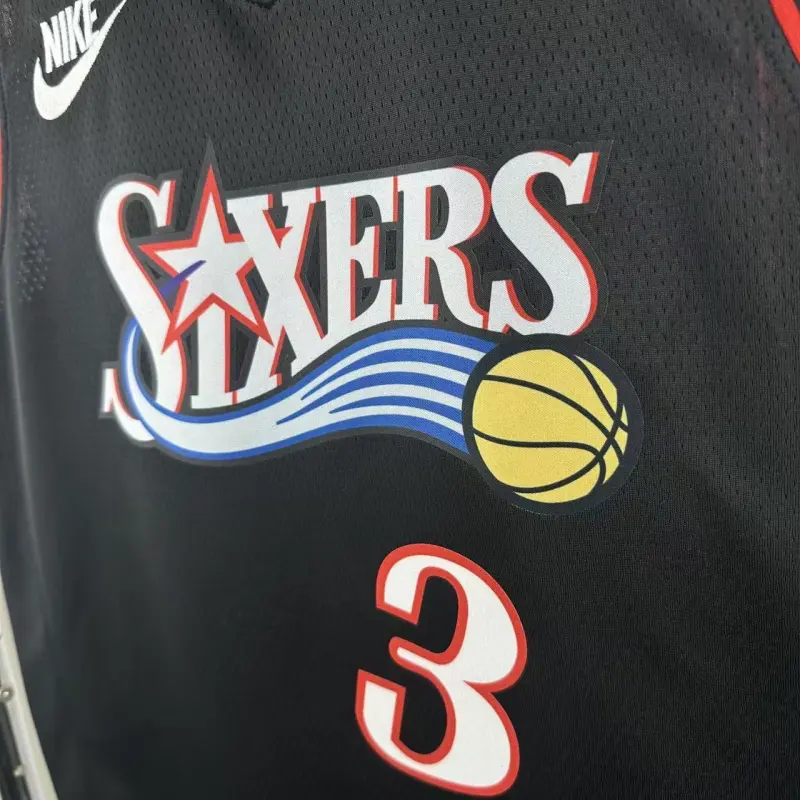 2026/27 Philadelphia 76ers Camiseta Retro Negra Allen Iverson #3 Hombre