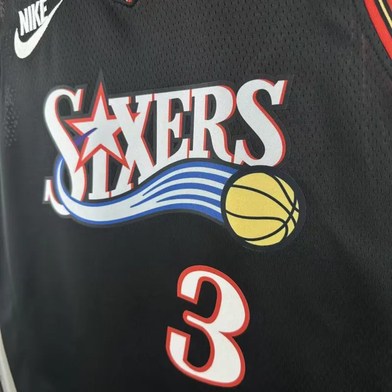 2026/27 Philadelphia 76ers Camiseta Retro Negra Allen Iverson #3 Hombre