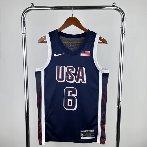 Maillot Hommes Team USA LeBron James #6 Bleu
