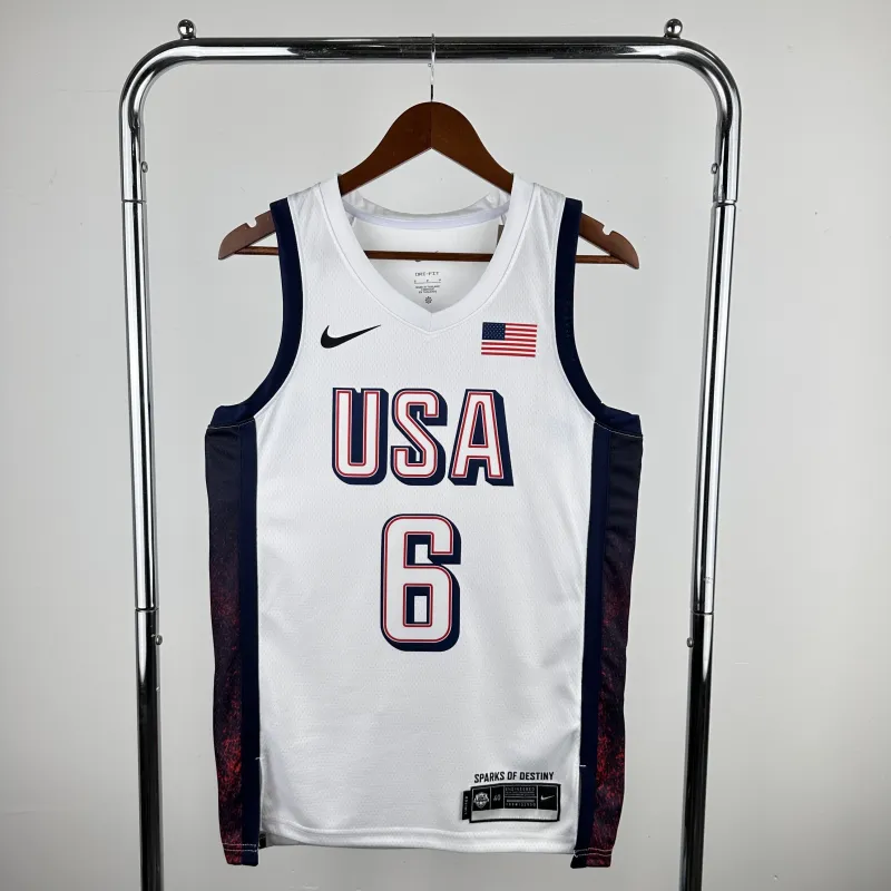 Team USA LeBron James #6 White Men’s Jersey