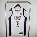 Maillot Hommes Team USA LeBron James #6 Blanc Team USA LeBron James #6 White Men’s Jersey
