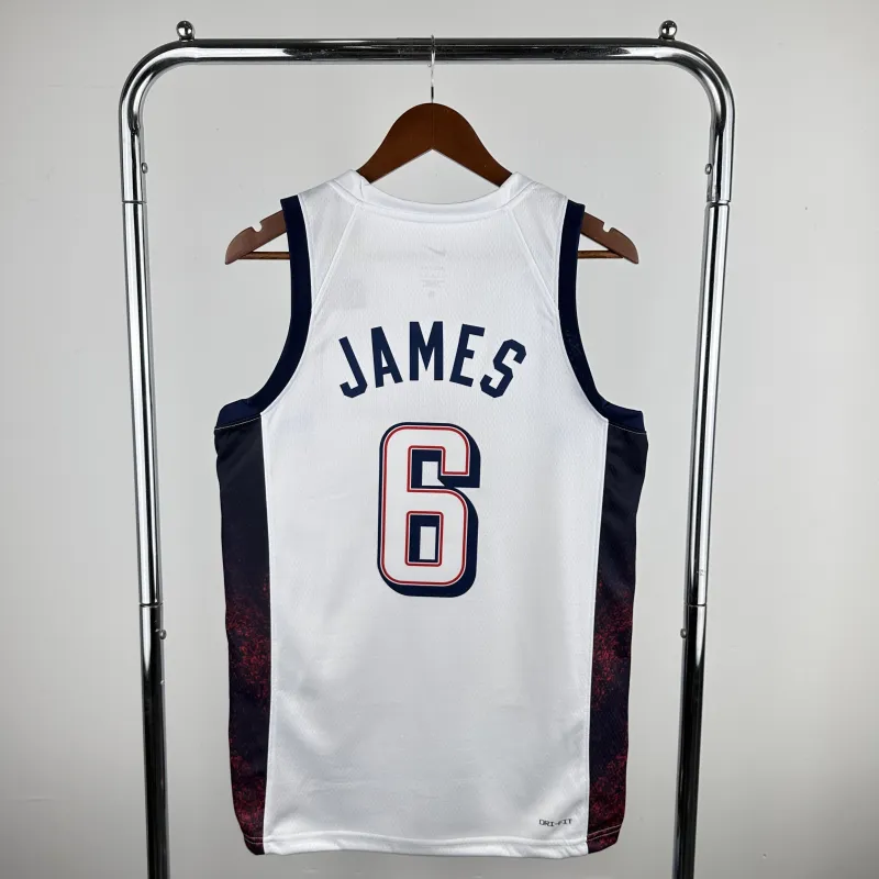 Team USA LeBron James #6 White Men’s Jersey