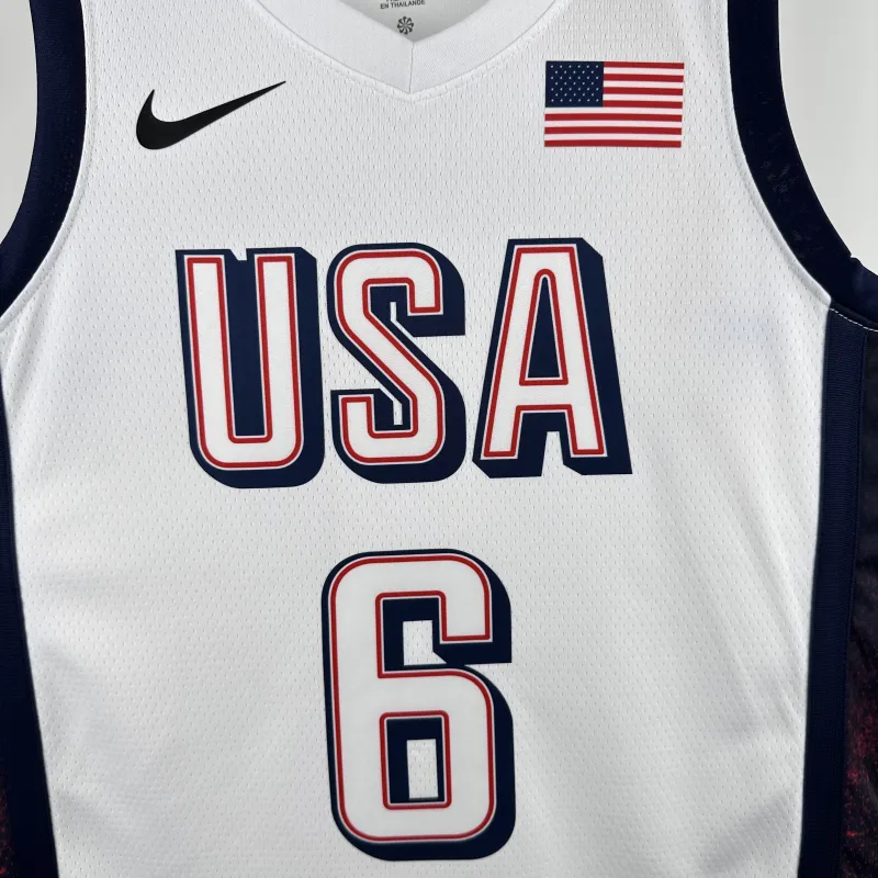 Team USA LeBron James #6 White Men’s Jersey