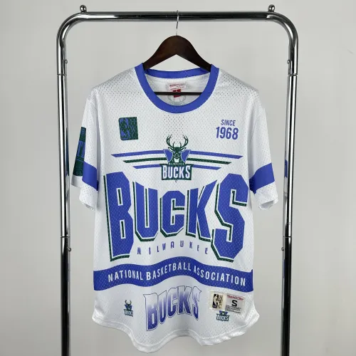 Maillot rétro à manches courtes Mitchell & Ness des Milwaukee Bucks 2026/27 pour homme
