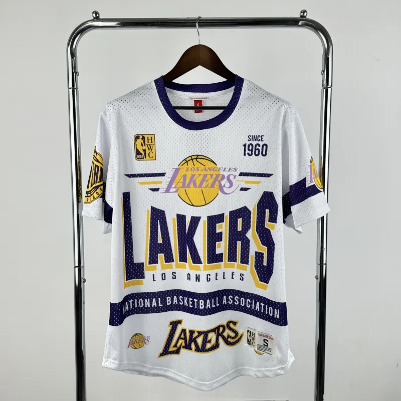 2026 Mitchell&Ness Retro Los Angeles Lakers Special Basketball Men’s T-Shirt