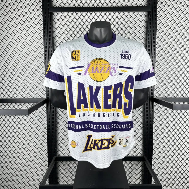 2026 Mitchell&Ness Retro Los Angeles Lakers Special Basketball Men’s T-Shirt