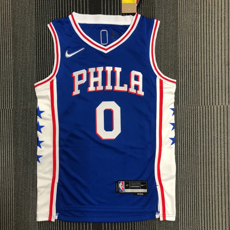 Philadelphia 76ers 75th Anniversary Blue Tyrese Maxey #0 Men’s Jersey
