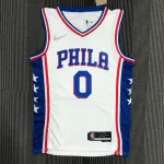 Camisola de homem Tyrese Maxey #0 Philadelphia 76ers 75º aniversário branco Philadelphia 76ers 75th Anniversary White Tyrese Maxey #0 Men’s Jersey