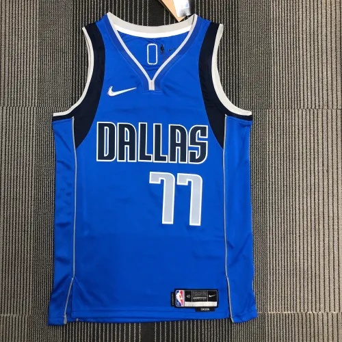 Maglia Dallas Mavericks 75th Anniversary Blue Luka Doncic #77 Uomo