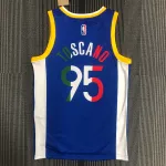 Camisa azul de homem Golden State Warriors #95 do 75.º aniversário