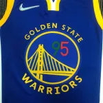 Camisa azul de homem Golden State Warriors #95 do 75.º aniversário