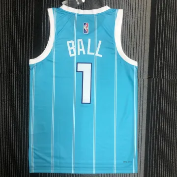 75e verjaardag Charlotte Hornets Blauw LaMelo Ball #1 Herenshirt