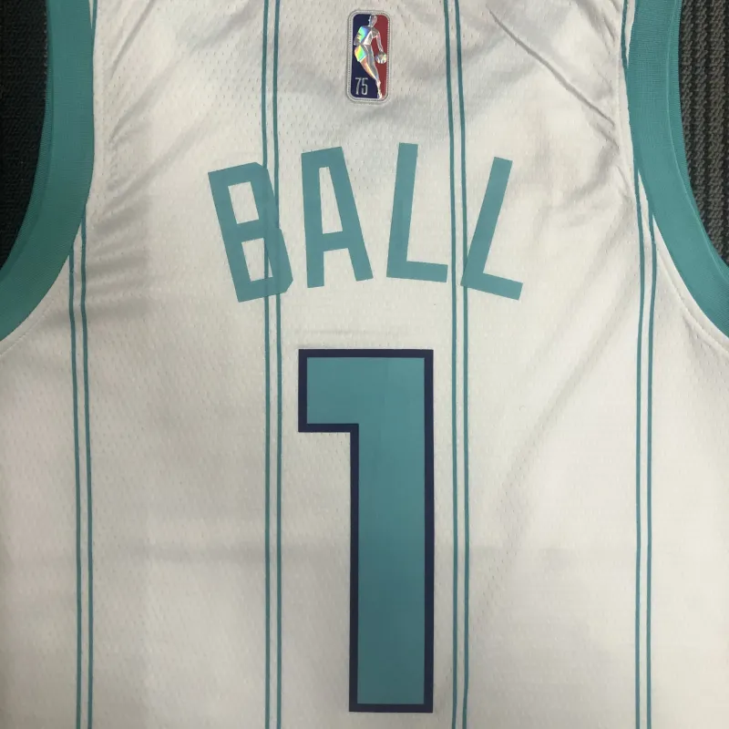 75th Anniversary Charlotte Hornets White LaMelo Ball #1 Men’s Jersey