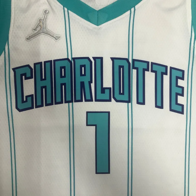 75th Anniversary Charlotte Hornets White LaMelo Ball #1 Men’s Jersey