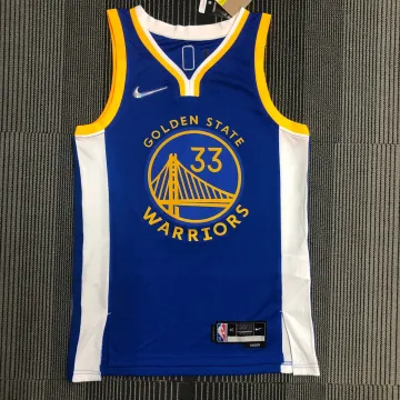 Maillot Hommes Golden State Warriors 75th Anniversary V-Neck Bleu #33