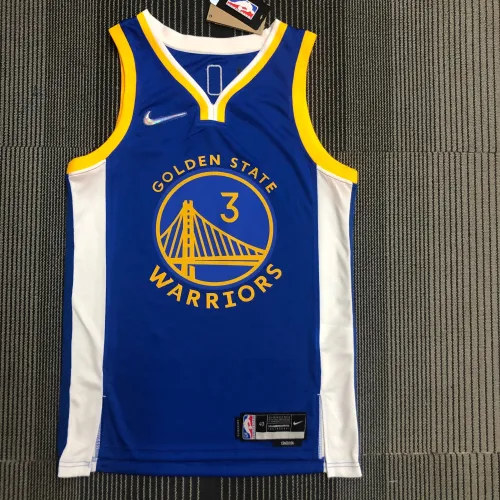 Maillot Hommes Golden State Warriors 75th Anniversary V-Neck Bleu Chris Paul #3
