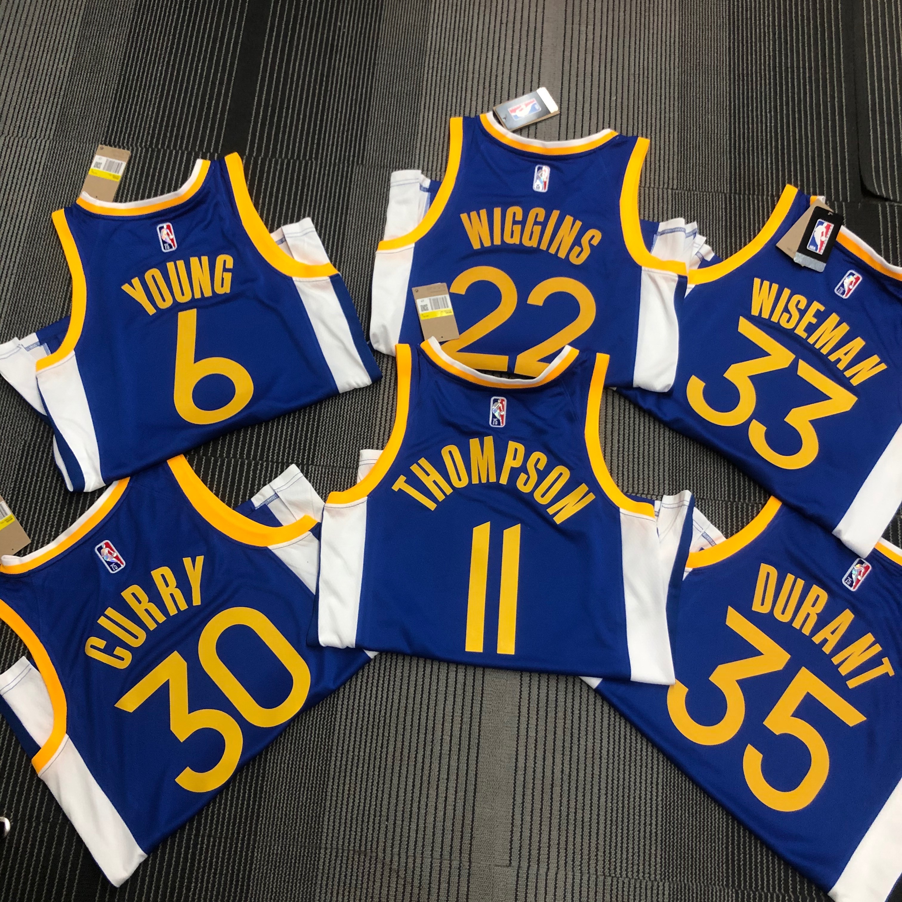 Golden State Warriors 75th Anniversary V-Neck Blue Stephen Curry #30 Men#8217;s Jersey