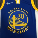 Golden State Warriors 75th Anniversary V-Neck Blue Stephen Curry #30 Men’s Jersey