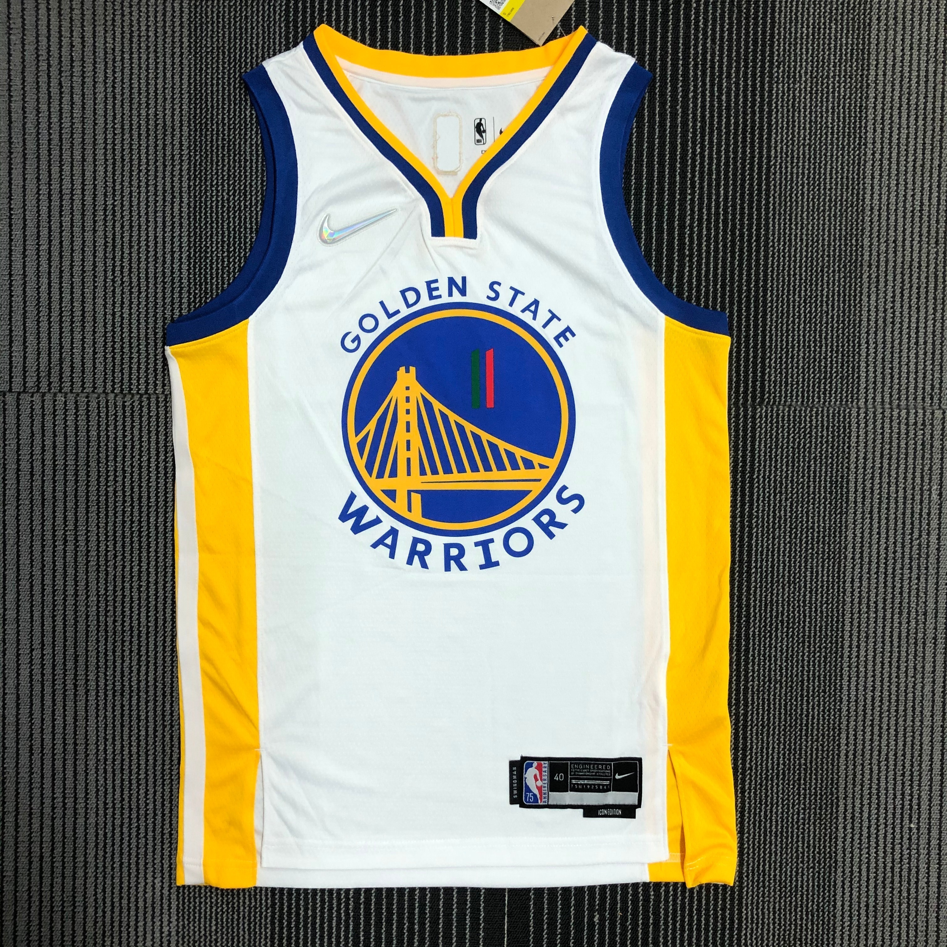 Golden State Warriors 75th Anniversary White Klay Thompson #11 Men#039;s Jersey
