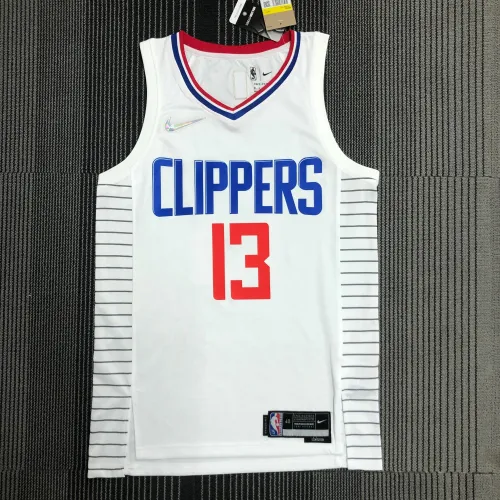 Camiseta de hombre «Paul George #13» en blanco, del 75.º aniversario de los LA Clippers