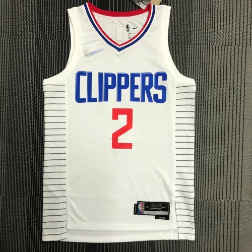 Maglia LA Clippers 75th Anniversary White Kawhi Leonard #2 Uomo