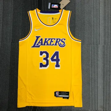 Los Angeles Lakers 75e jubileum Shaquille O'Neal #34 Geel herenshirt