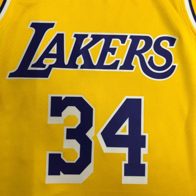 Los Angeles Lakers 75th Anniversary Shaquille O’Neal #34 Yellow Men’s Jersey