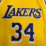 Los Angeles Lakers 75th Anniversary Shaquille O’Neal #34 Yellow Men’s Jersey