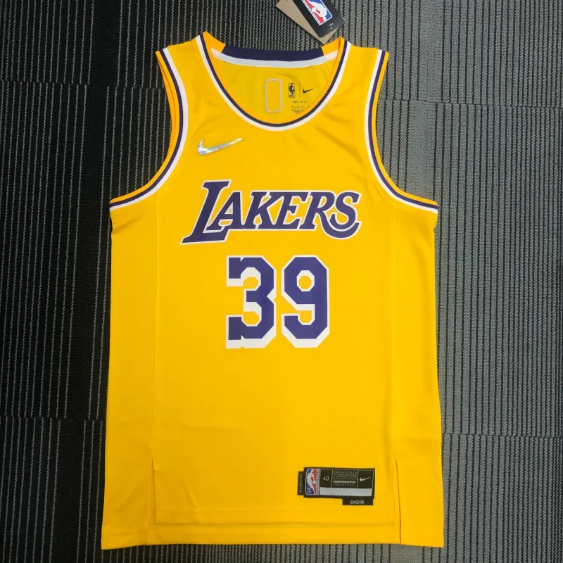 Camisola masculina amarela do Los Angeles Lakers, com o número #39, em comemoração ao 75.º aniversário, com Dwight Howard