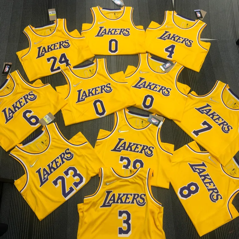 Camisola masculina amarela do Los Angeles Lakers, com o número #39, em comemoração ao 75.º aniversário, com Dwight Howard