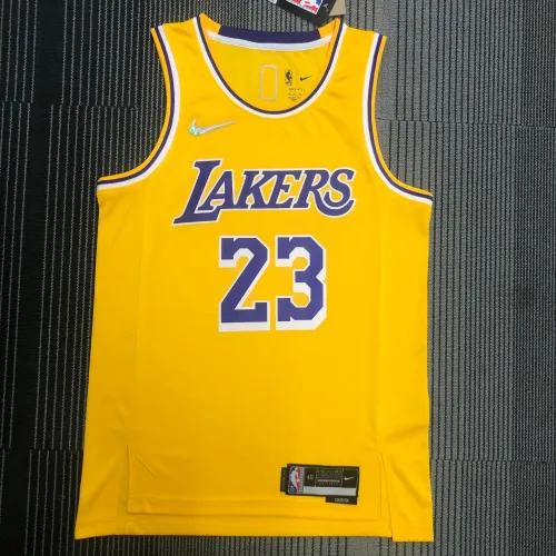Maillot homme jaune « 75e anniversaire des Lakers de Los Angeles » de LeBron James (#23)