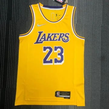 Los Angeles Lakers 75th Anniversary LeBron James #23 Geel Heren Jersey
