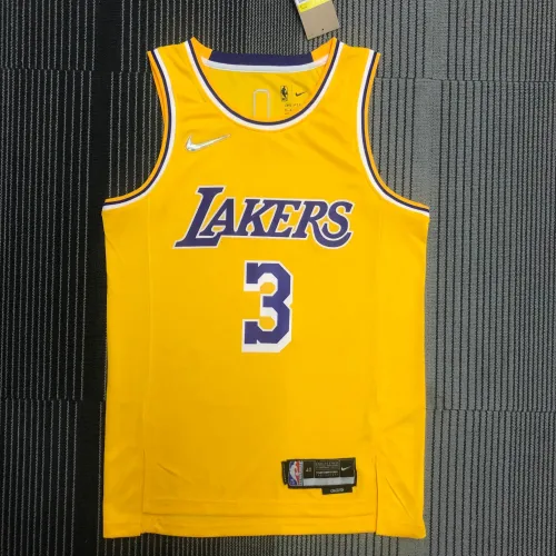 Los Angeles Lakers 75th Anniversary Anthony Davis #3 Yellow Men's Jersey