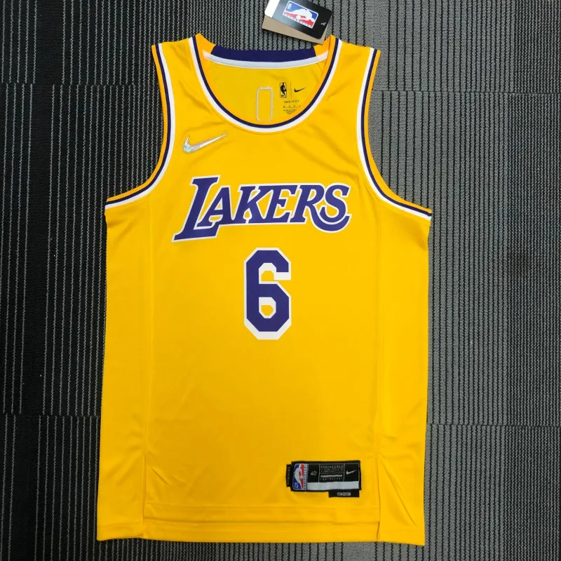 Los Angeles Lakers 75th Anniversary LeBron James #6 Yellow Men’s Jersey