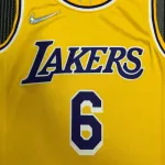 Los Angeles Lakers 75th Anniversary LeBron James #6 Yellow Men’s Jersey