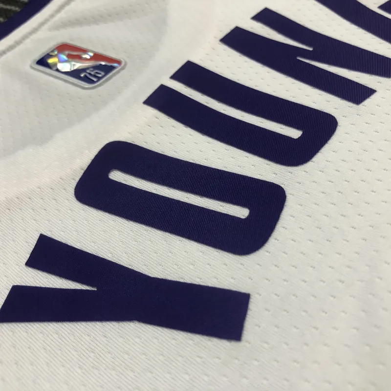 Maglia da uomo bianca dei Los Angeles Lakers 75° Anniversario Nick Young #0