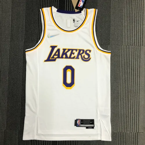 Maillot homme blanc Russell Westbrook #0 des Lakers de Los Angeles, 75e anniversaire