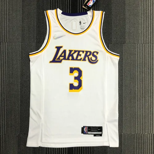 Camisola dos Los Angeles Lakers 75º aniversário Anthony Davis #3 branca para homem
