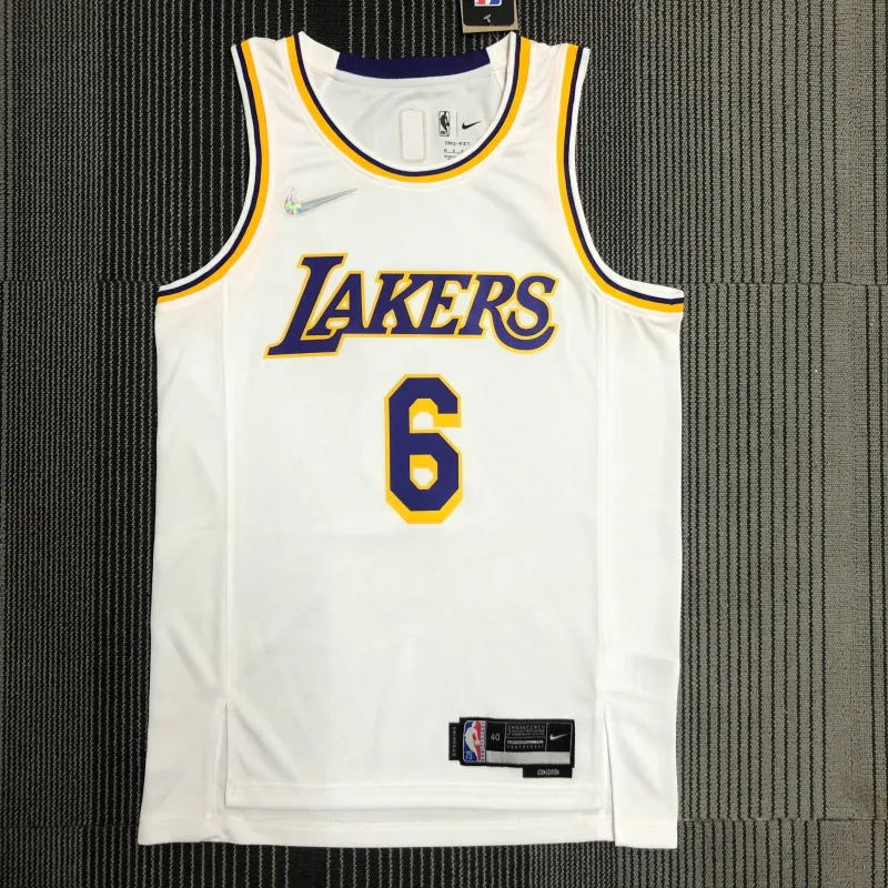 Los Angeles Lakers 75th Anniversary LeBron James #6 White Men’s Jersey